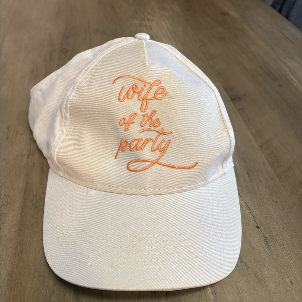 White and Orange 'Wife of the Party' Cap